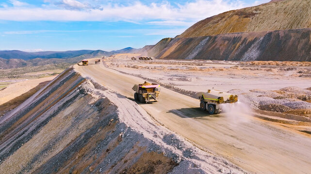 Construction machinery working in open pit mine