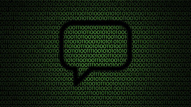Green comment icon design with binary code.