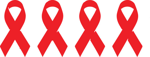 Red ribbon awareness symbol hiv aids support health charity icon medical advocacy graphic. Red ribbon symbol of support awareness. Red ribbon icon on white background.