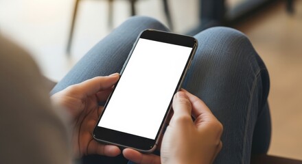 Person Holding Smartphone with Blank Screen, Ideal for Mockup or Template Design Use