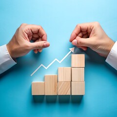 Rocket and chart on blue background business financial start up growth success concept object design