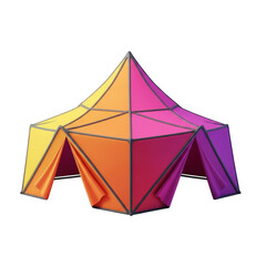 Colorful camping tent with geometric pattern 3d rendering illustration