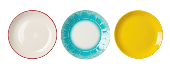 Three oval plates transparent background cutout png