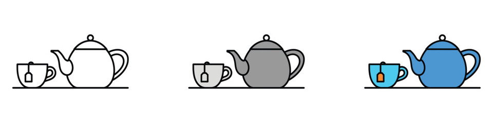 Teapot with teabag on cup icon vector. cafe menus, cozy home decor symbol. vector illustration.