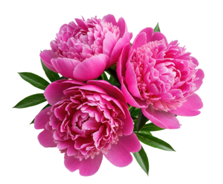 Three pink peonies transparent background cutout png