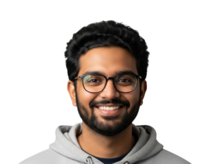 Man with glasses smiling transparent background cutout png