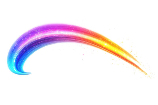 Vibrant rainbow swirl of light streaks across black background