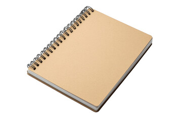 Blank spiral notebook with kraft paper cover on black background
