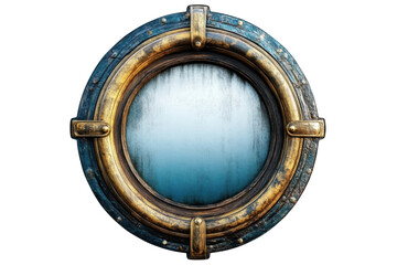 Ornate oval porthole with textured glass and brass accents