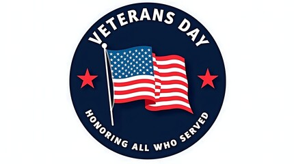 Veterans day oval emblem honoring all who served with american flag and stars