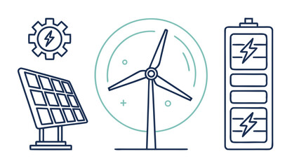 Renewable energy sources icons isolated on