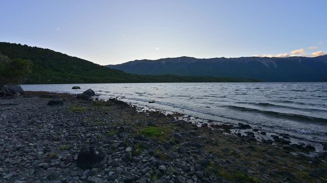 See, Berglandschaft, D&auml;mmerung, Sommer, Lake Rotoiti, Saint Arnaud, Tasman Region, S&uuml;dinsel, Neuseeland, Ozeanien
