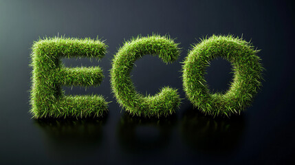 Embrace ecological balance with vibrant grassy ECO lettering, fostering sustainable living
