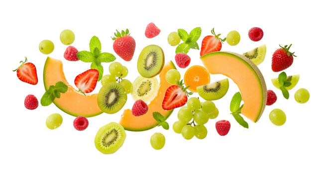 Vibrant assortment of fresh fruits artfully arranged on black background