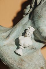 Antique bust fragments cosmetic jars top view