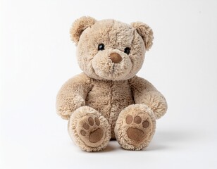 Fototapeta premium A cute beige teddy bear on a white background