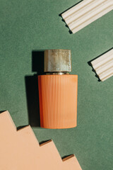 Brown perfume jar decorative elements top view