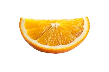 Close up of a juicy orange slice on a white background