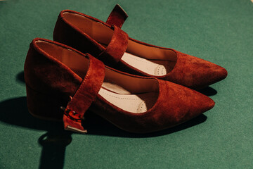 Brown vintage 1940s women's shoes top view