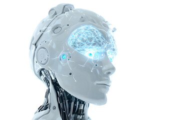 Obraz premium White futuristic robot illustration isolated on transparent background