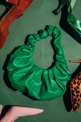 Brown vintage 1940s women's shoes and bag