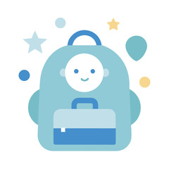 Baby boy school bag vector soft blues and greys .