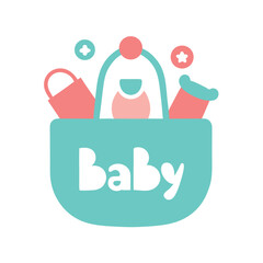 Nature inspired baby product logo featuring bag.