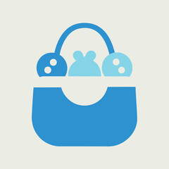 Vector baby bag logo with toys sticking out minimum.