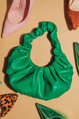 Brown vintage 1940s women's shoes and bag