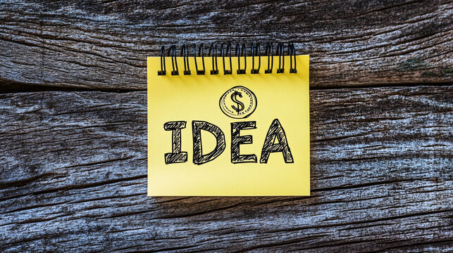 Innovative business idea sketched on notepad for brainstorming and creative planning