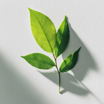 green leaves on a white background