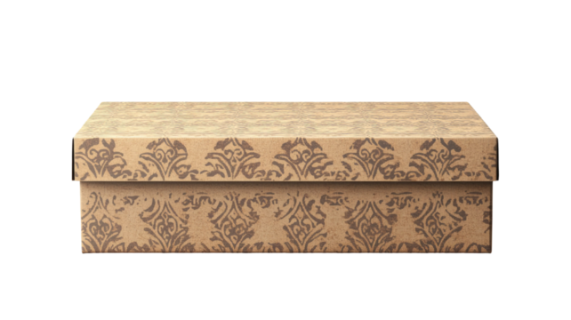 Brown corrugated cardboard box with clean kraft texture and simple geometric form ready for packing isolated on white background