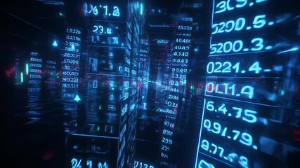 Abstract Digital World Data Visualization of Financial Markets and Trading Information - Powered by Adobe