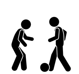 Dynamic stick figure football player in action