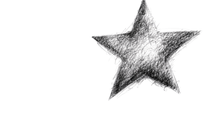 Black hatching grunge graphite pencil star with textured hand-drawn shading and bold rough edges isolated on white background