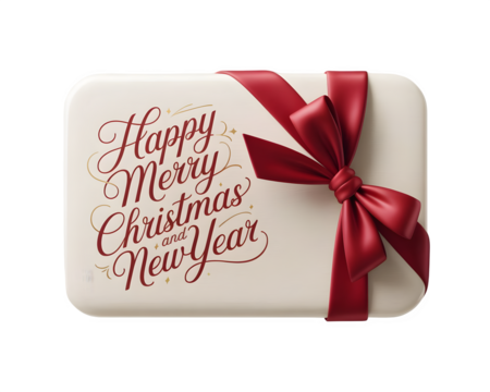 christmas gift card placed isolated on transparent background - Powered by Adobe