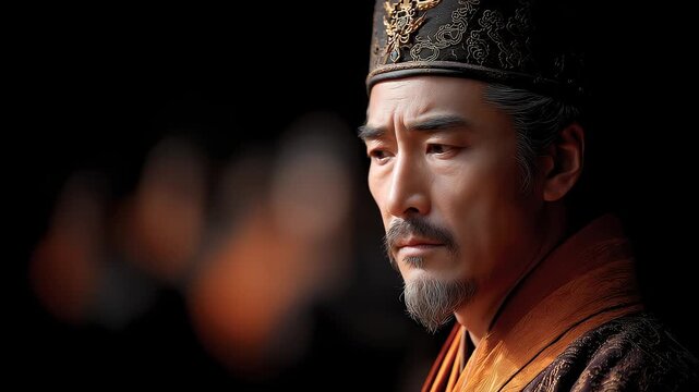 Close-up of Tang Dynasty Emperor Showcasing Dignity and Composure