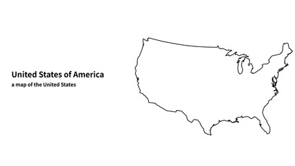USA Outline Map / United States Blank Map / America Silhouette Vector