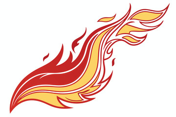 Fototapeta premium Stylized Red and Yellow Flame Swirl on White Background fire abstract