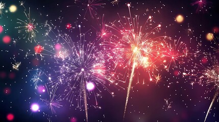 Stunning multicolor fireworks bursting in sky high resolution picture