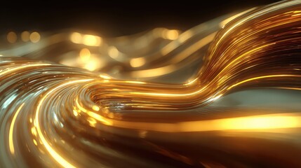 Flowing golden light trails representing fast data connection