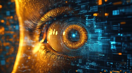 Digital eye with data circuit lines and scanning pupil