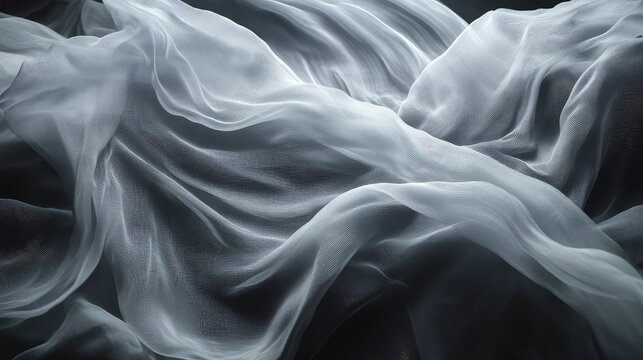 Flowing sheer white fabric creating soft abstract texture