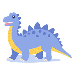 Cute blue dinosaur on a white background