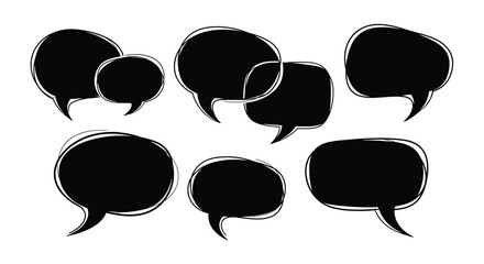 Illustrative collection of black speech bubbles for conveying messages and ideas visually.