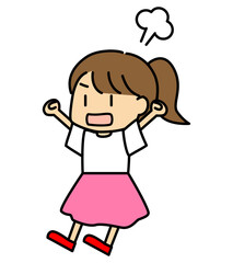 怒っている女の子のイラスト（感情表現・かわいいキャラクター）