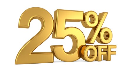 25% Off Golden Discount Symbol