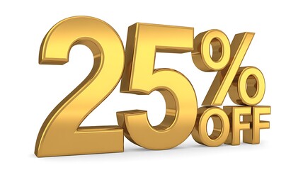25% Off Golden Discount Symbol