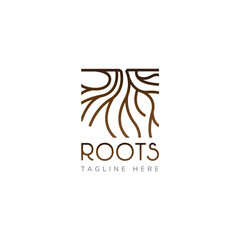 Roots vector logotype, underground roots sprouting or seeding vector, brand identity