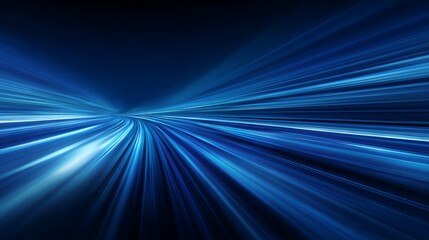 Abstract blue light trails streaking into the distance representing speed technology and the future of digital connection